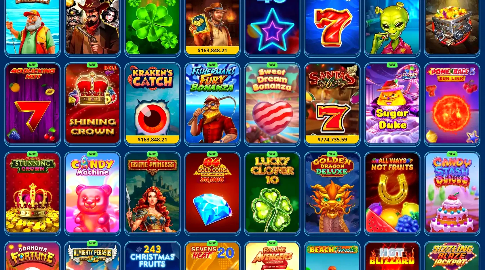 Schermata di accesso e lobby giochi Sg Casino